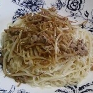 シャキシャキのもやしとエノキのそうめん♪